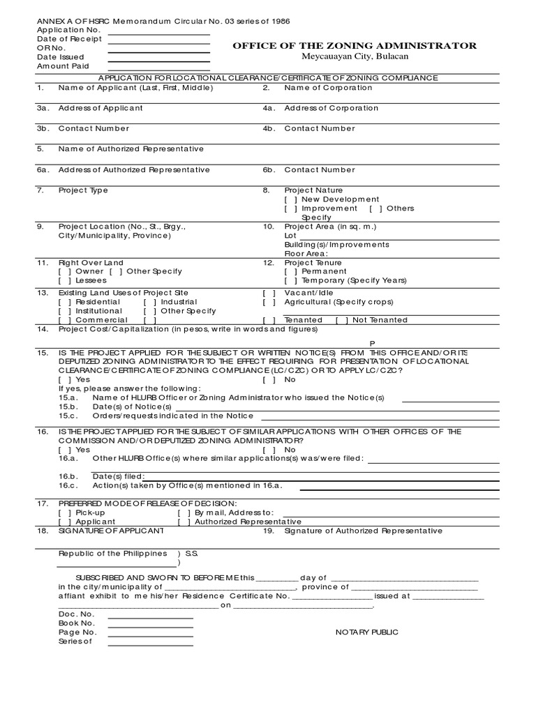 Form - Application For LC & CZC | PDF | Civil Law (Common Law) | Justice