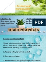 Requirements For Hormonal Drug Manufacturing Facility: Submitted by