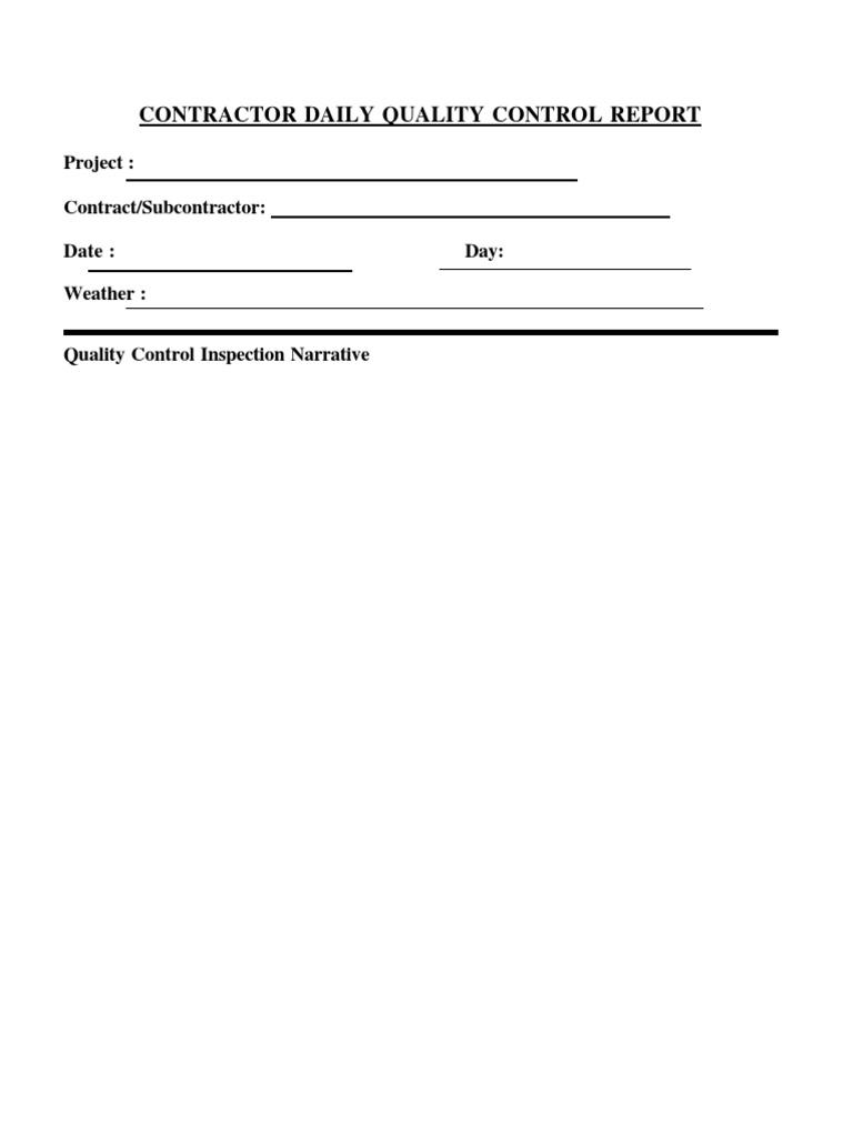 Daily Quality Control Report Template | PDF
