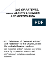 Working of Patents, Compulsory Licences and Revocation