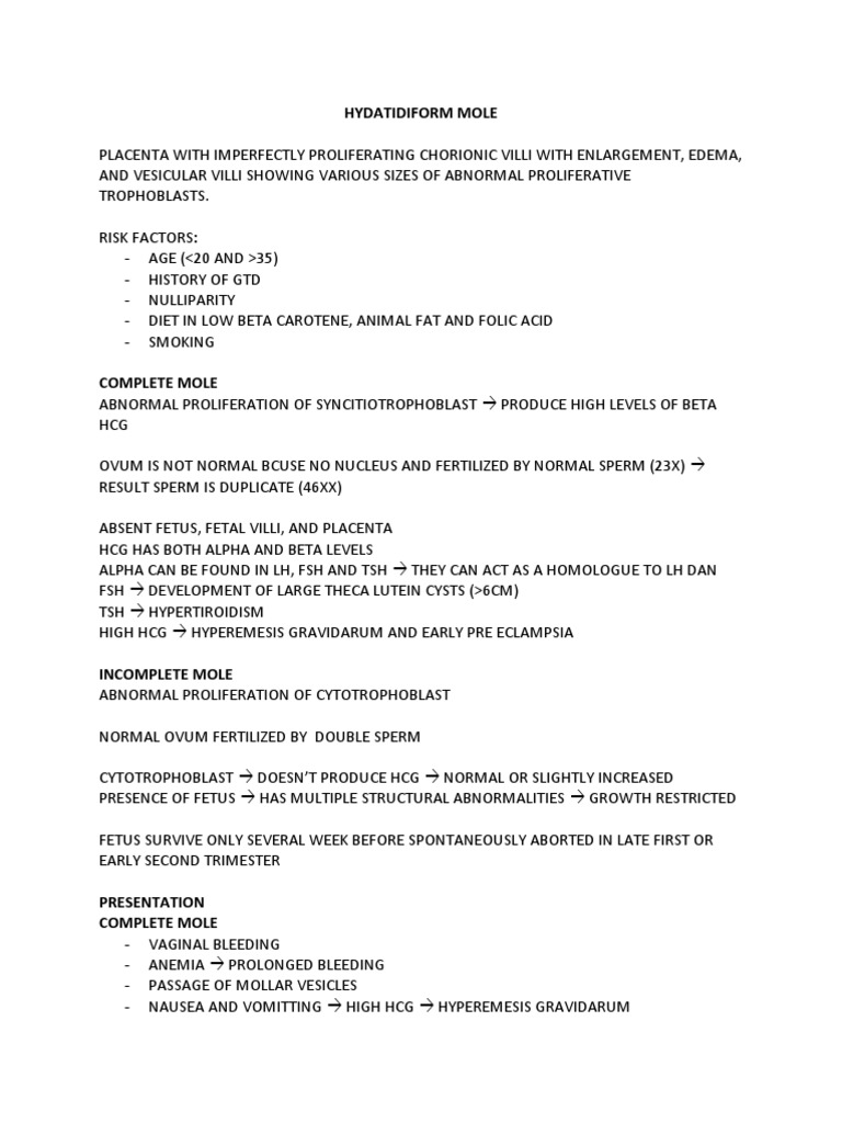 Hydatidiform Mole | PDF | Childbirth | Endocrine System