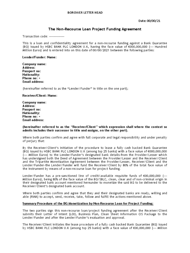 Non-Recourse Loan Agreement Overview | PDF | Loans | Arbitration
