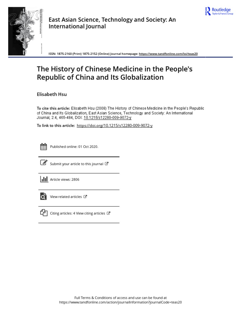 The History of Chinese Medicine in The People S Republic of China and ...