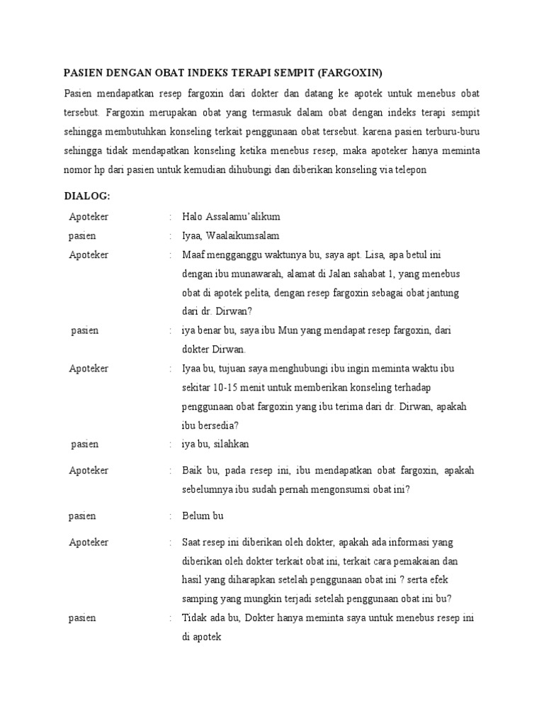 Konseling Obat Indeks Terapi Sempit PDF
