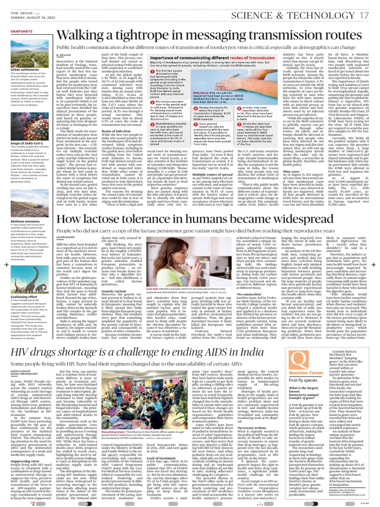 All English Editorial 14.08.2022 | PDF | Management Of Hiv/Aids | Hiv