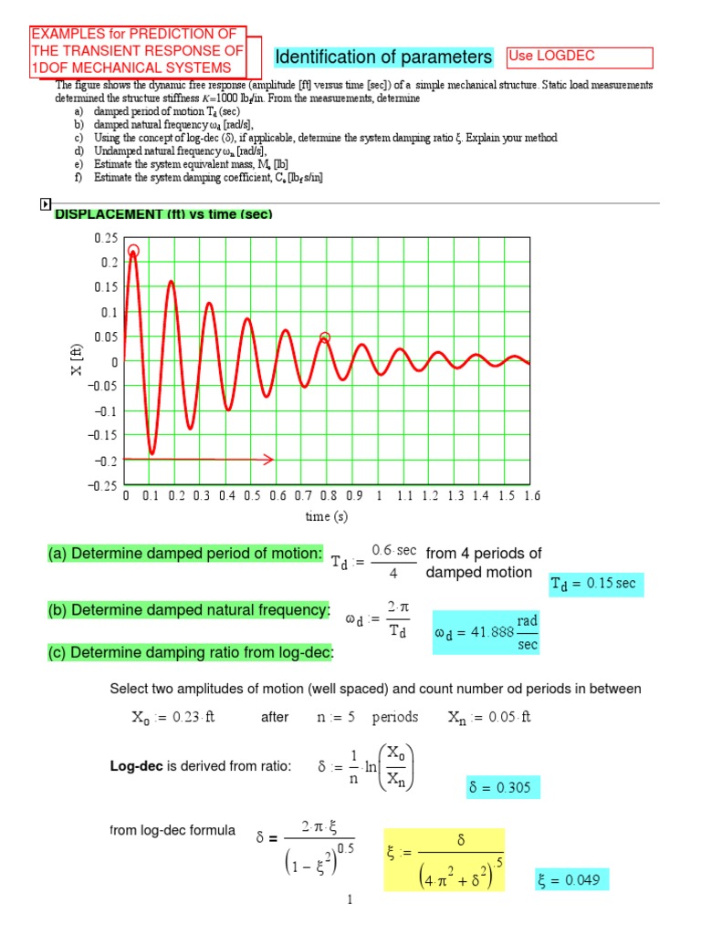 ME617 Examples 1DOF Transient Response | PDF | Damping | Mechanics