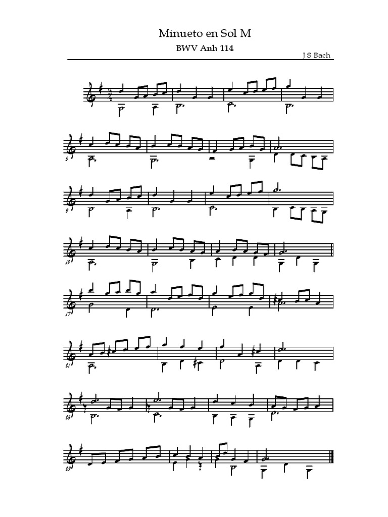 Bach - Minuet Sol | PDF