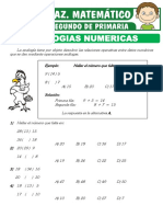 Ejercicios de Analogias Numericas para Segundo de Primaria