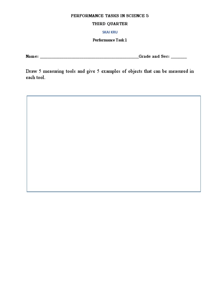 Draw 5 Measuring Tools and Give 5 Examples of Objects That Can Be