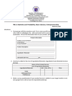 PBL in Statistics and Probability, Basic Calculus, Entrepreneurship