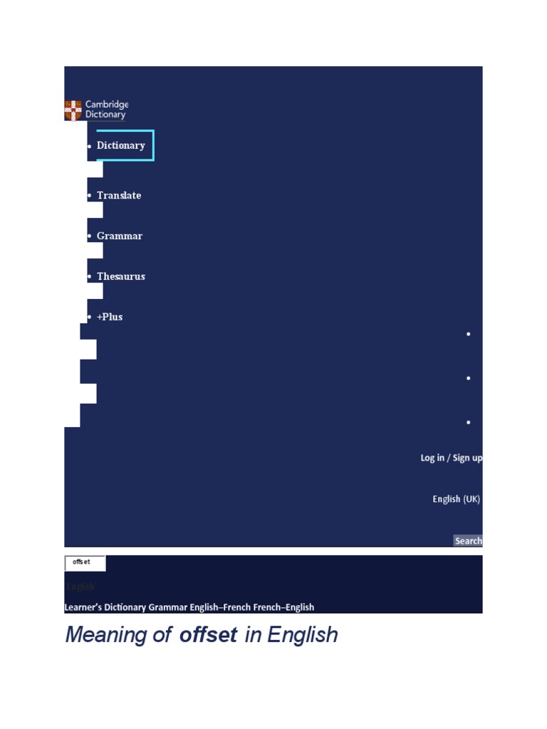 Meaning of Offset in English Dictionary PDF Carbon Offset Money