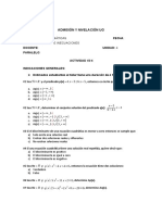 Unidad 4 Actividad 3-4 INECUACIONES LINEALES Y CUADRÁTICAS, ECUACIONES CUADRÁTICAS