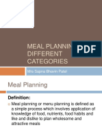Meal Planning For Different Categories: Mrs Sapna Bhavin Patel