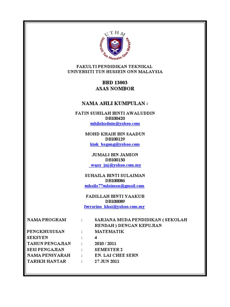 Contoh Cover Assignment Bbd13003 - An | PDF