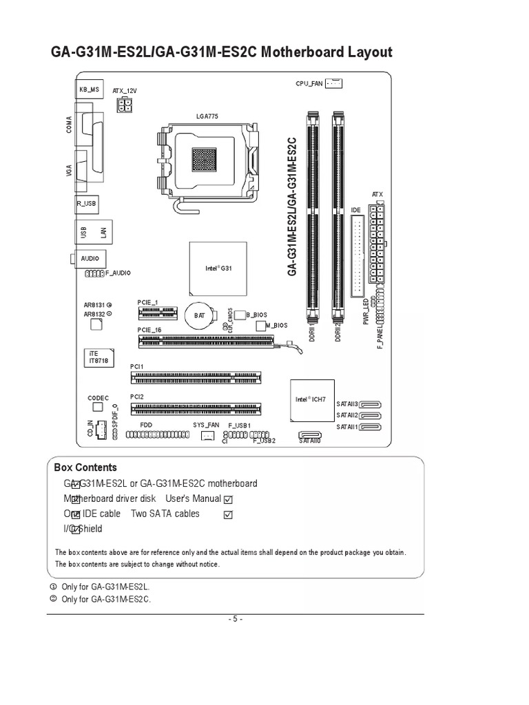 GAG31MES2L GAG31MES2C Motherboard Layout Gigabyte GAG31MES2L