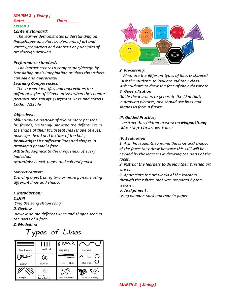 Art Lesson Plans for Grade 1 Drawing | PDF | Learning | Drawing
