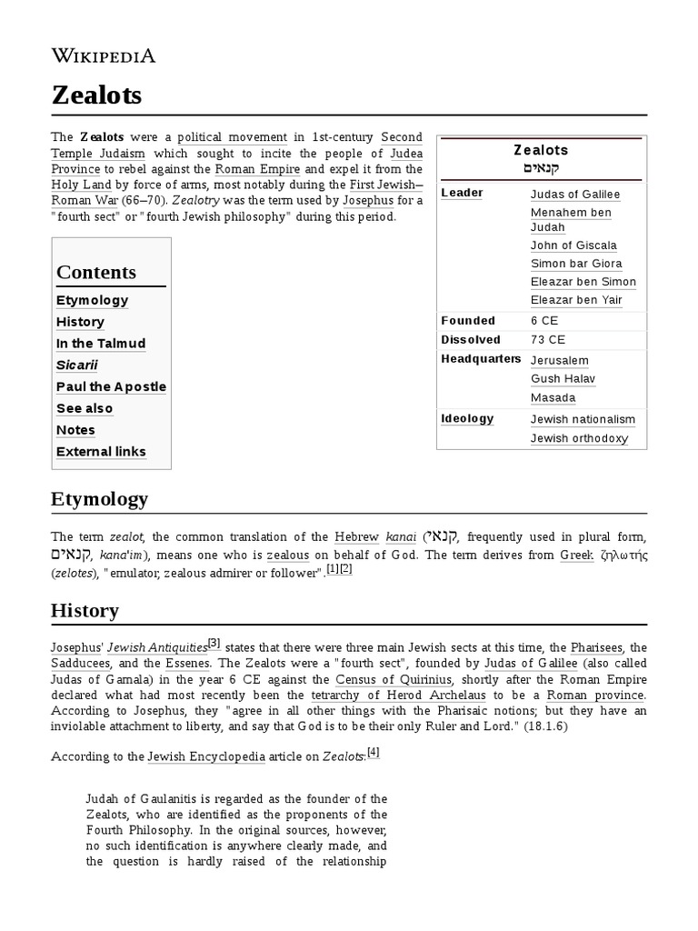 Zealots Sicarii PDF Jews And Judaism Ethnoreligious Groups