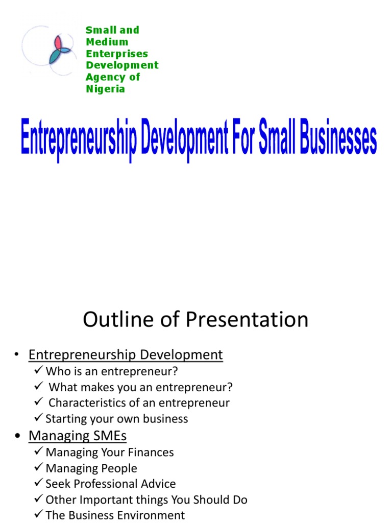 Small and Medium Enterprises Development Agency of Nigeria | PDF ...