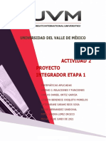 Actividad 2 Proyecto Integrador Etapa 1: Universidad Del Valle de México