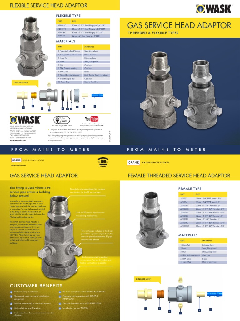 WaskGasServiceHeadAdaptor1016 PDF Pipe (Fluid Conveyance
