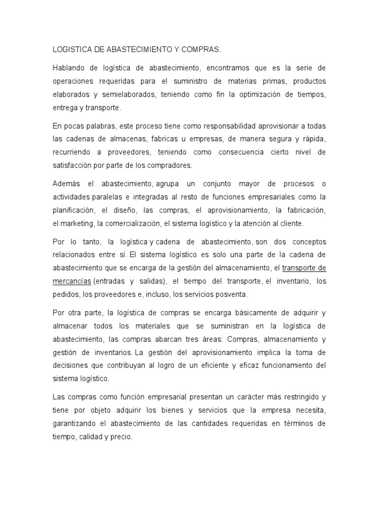 Logística de Abastecimiento y Compras | PDF | Logística | Obtención