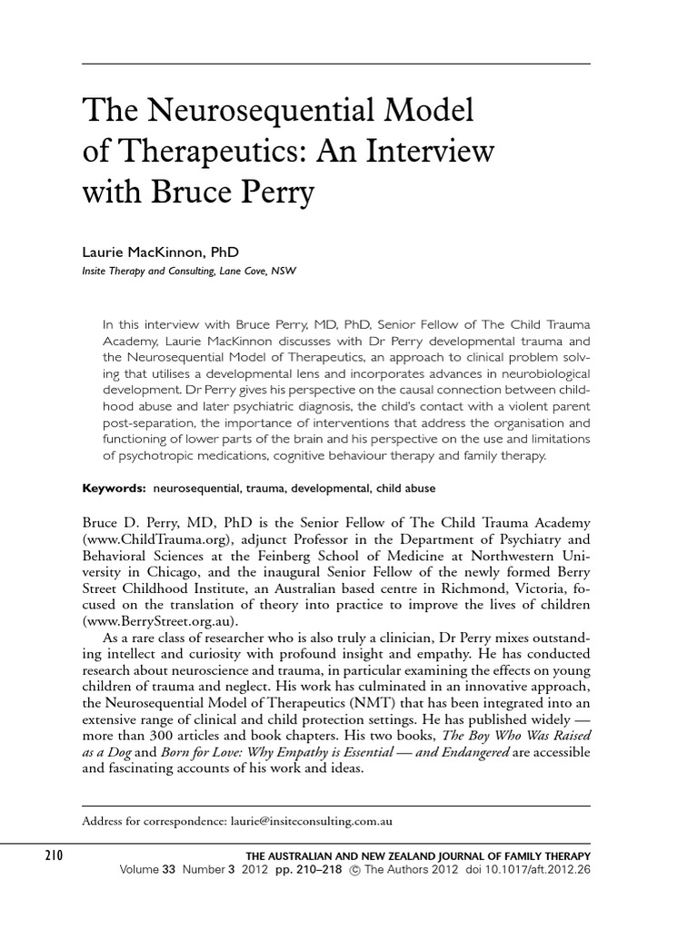 The Neurosequential Model of Therapeutics: An Interview With Bruce ...