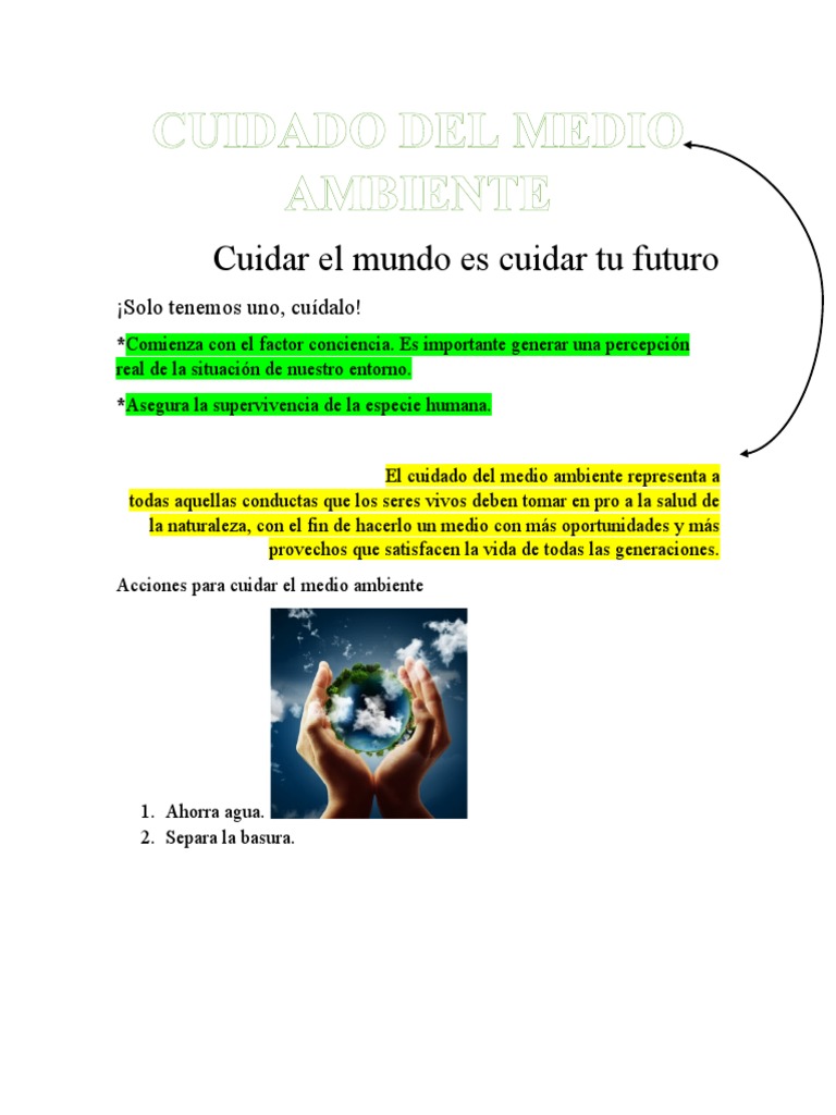 Acciones para Cuidar el Medio Ambiente | PDF