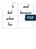 While and But Because When So For: Resource 1: Word Cards in Foundation Bold Font