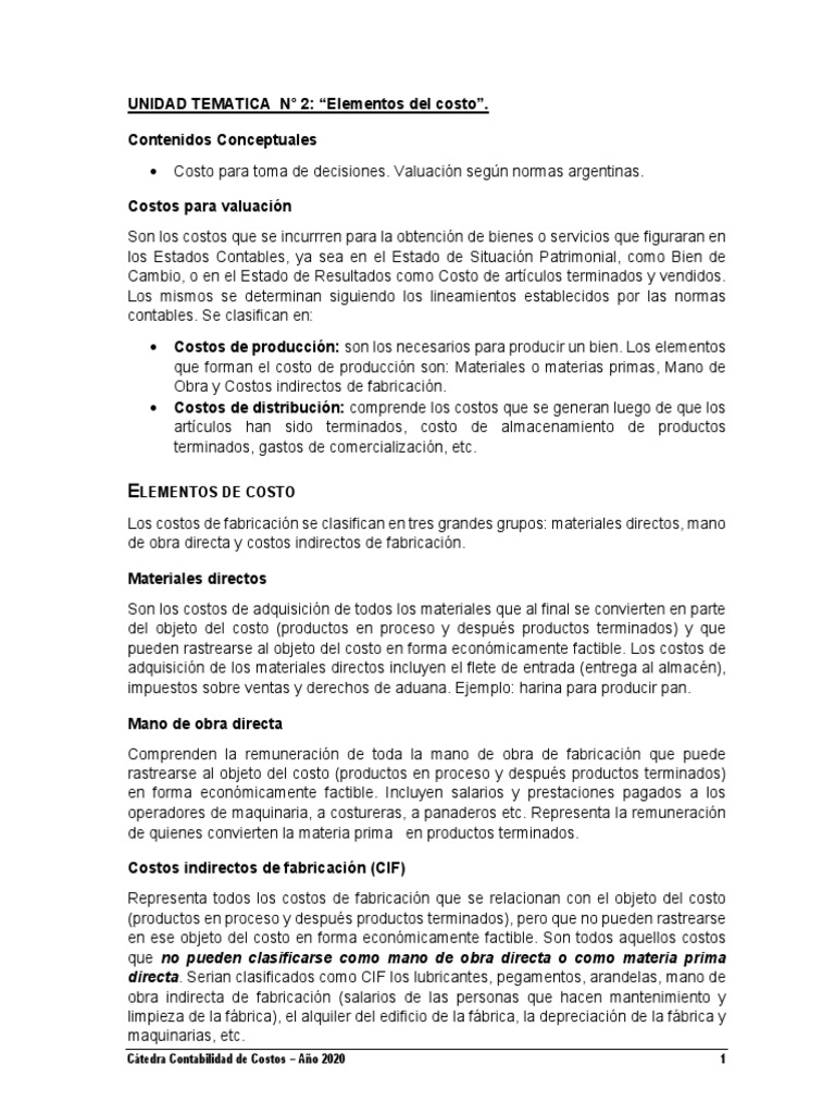 Clasificación de Elementos del Costo | PDF | Costo | Contabilidad