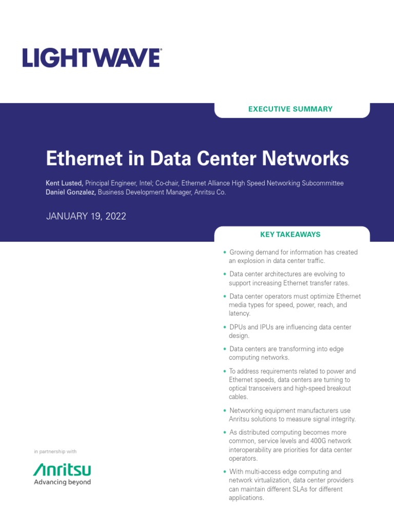 Ethernet in Data Center Networks: JANUARY 19, 2022 | PDF | Computer ...