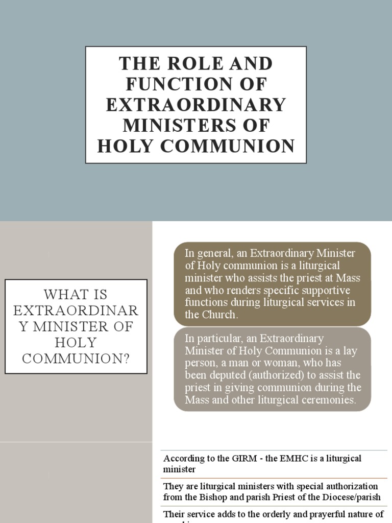 The Role and Function of Extraordinary Ministers of Holy Communion
