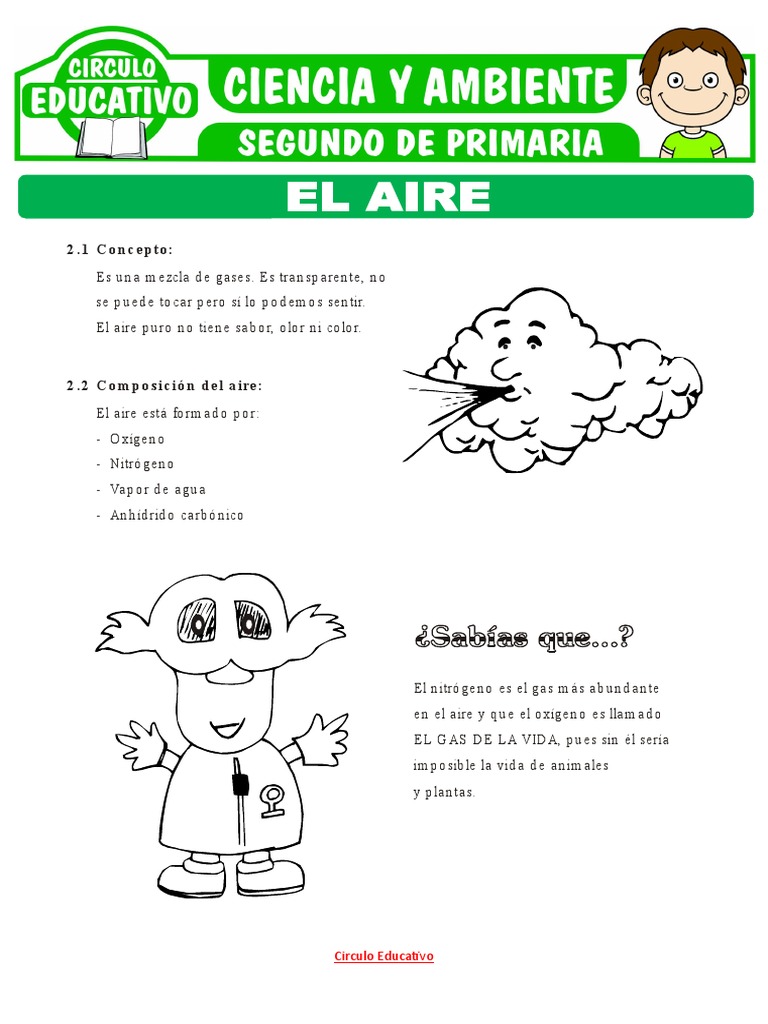 El Aire y Su Composicion para Segundo de Primaria | PDF