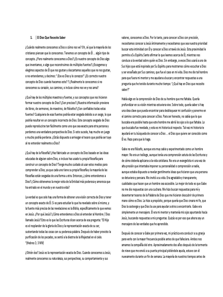 Conociendo a Dios a través de Jesús | PDF | Amor | Gracia divina