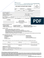 Student Inventory Form: Western Philippines University Office of Student Affairs and Services