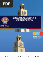 Linear Algebra & Optimization: BITS Pilani