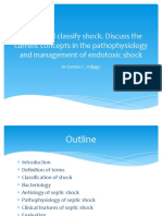 Define and Classify Shock. Discuss The Current Concepts in The Pathophysiology and Management of Endotoxic Shock