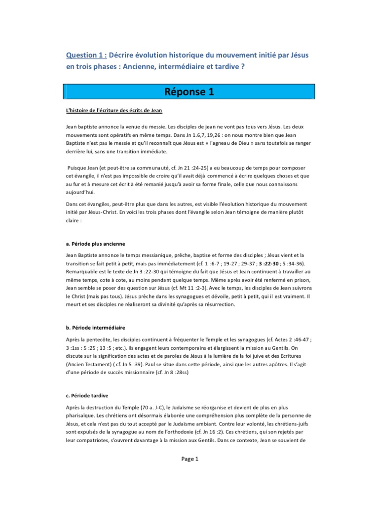 Quiz biblique : 2000 questions et réponses | PDF | Évangile selon Jean ...