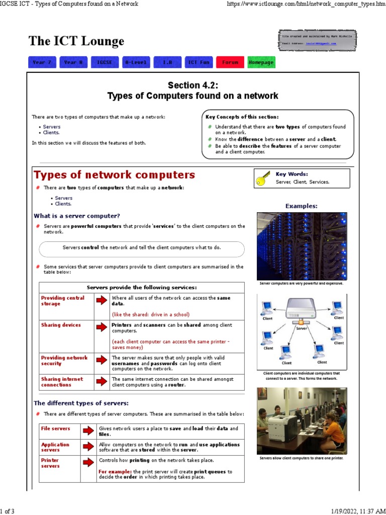 Types of Computers in a Network | PDF | Computer Network | Server ...