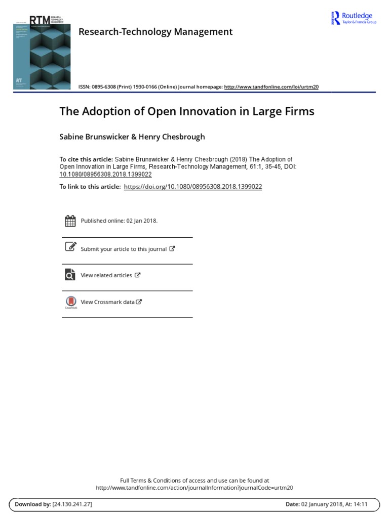 The Adoption of Open Innovation in Large | PDF | Innovation ...