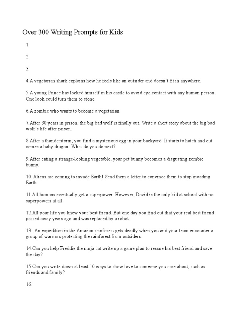 300+ Creative Writing Prompts for Kids | PDF