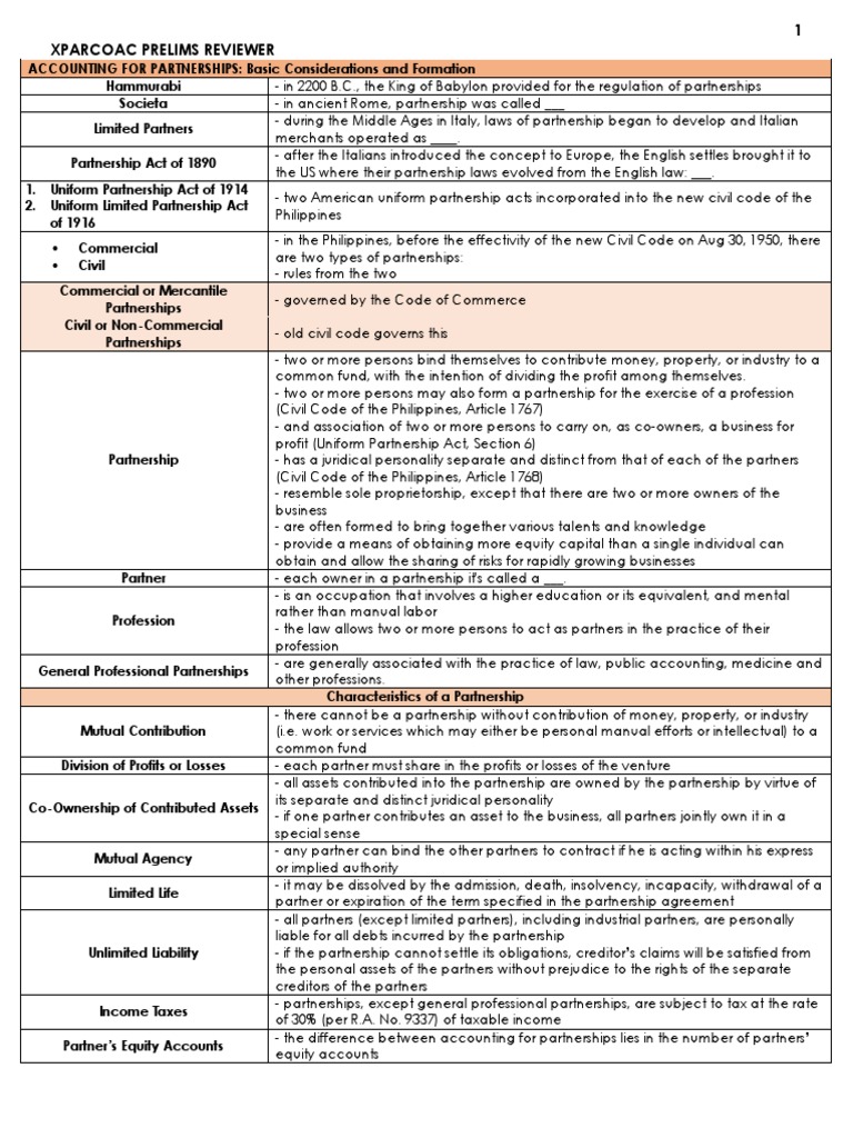 Accounting for Partnerships Overview | PDF | Partnership | Debits And ...