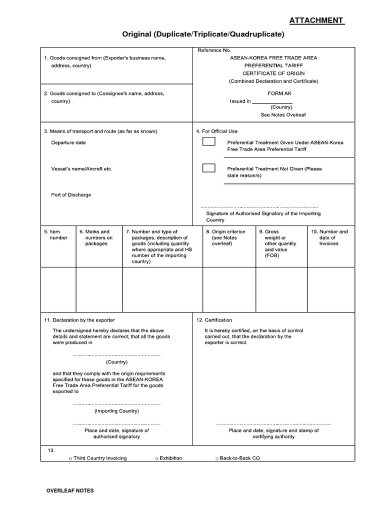 Overleaf Notes for Export Documentation | PDF
