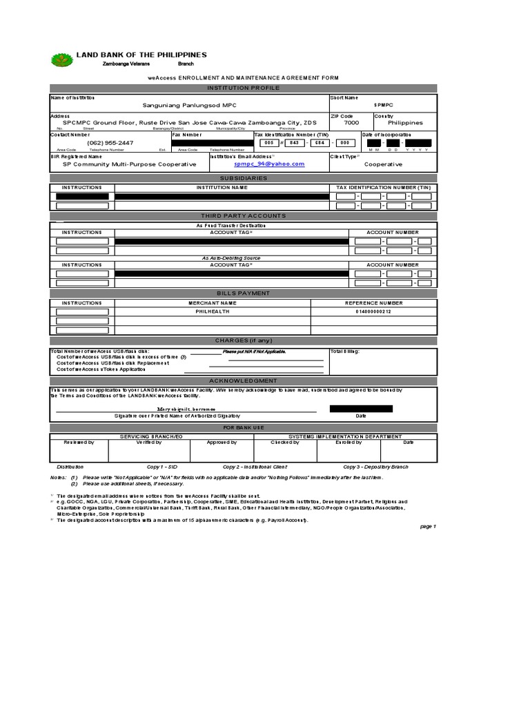 Land Bank of The Philippines Zamboanga Veterans Branch PDF Cheque Automated Teller Machine