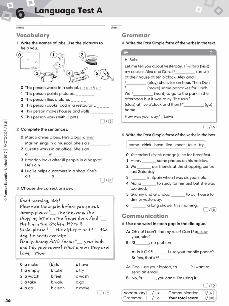 Go Getter 2 Unit 6 General Test | PDF