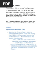 Break Points in SSIS:: Question Difficulty Easy