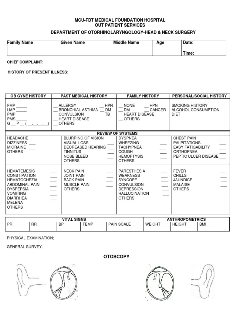 Ent Opd Charts | PDF | Physiology | Human Diseases And Disorders