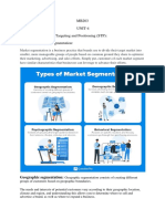 MB203 UNIT-4 Market Segmentation, Targeting and Positioning (STP) : Concepts of Market Segmentation