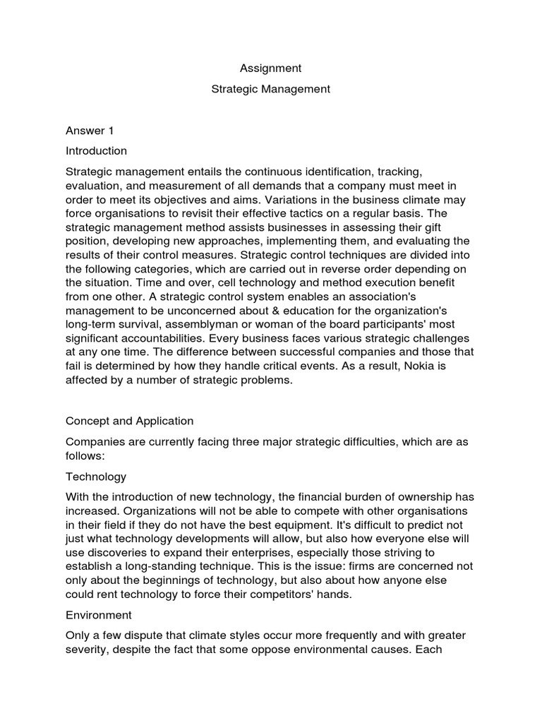 Assignment Strategic Management | PDF | Strategic Management | Nokia