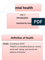 Mental Health: Unit - 1