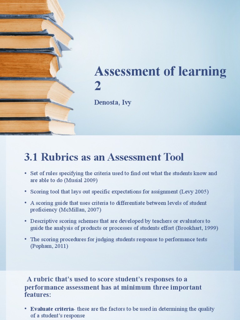 Types of Rubrics for Assessment | PDF | Rubric (Academic) | Educational ...
